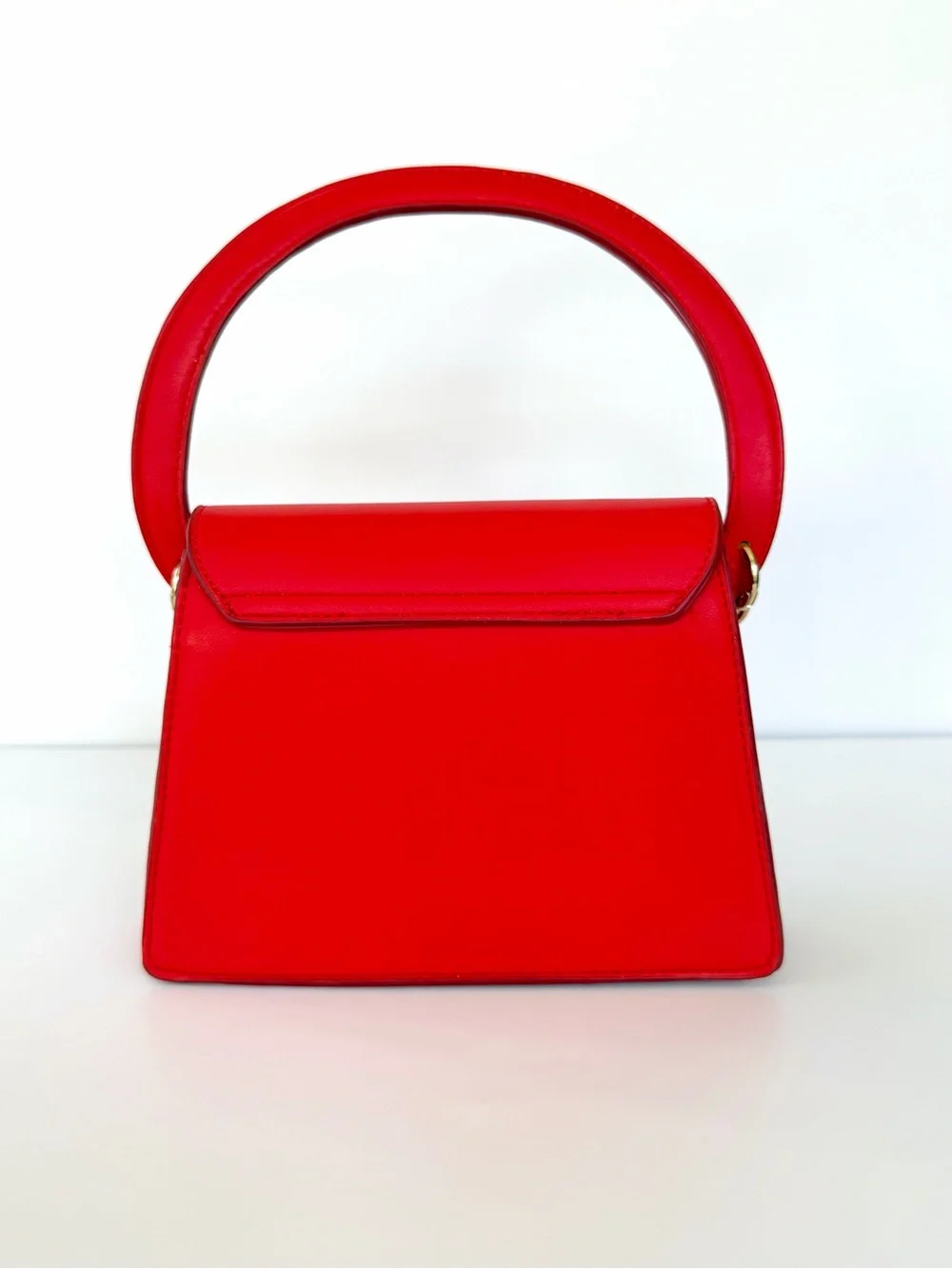 Red Mini Flap Top-Handle Crossbody Bag Gold Chain